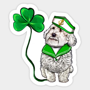 Top 10 best Irish Gifts Sailor Cavapoo dog with Clover Shamrock Green three leaf Shamrock Clover Sticker